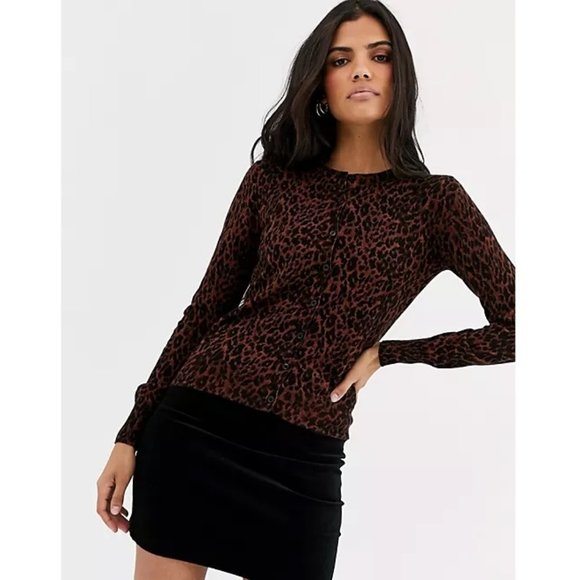 Warehouse Sweaters - Leopard Print Cardigan NWT